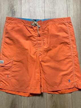 Polo by Ralph Lauren Orange Swim Board Shorts with Blue Liner